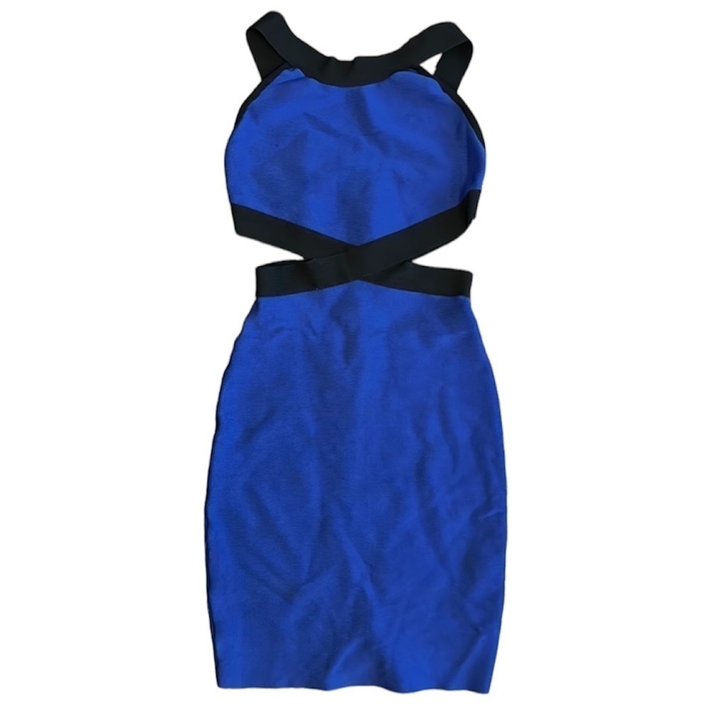 Guess by Marciano Cut Out Bodycon Bandage Mini Dress in Blue & Black
